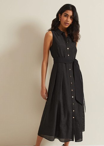 Phase Eight Carey Sleeveless Check Dress Black Canada | MWRTLJ-290